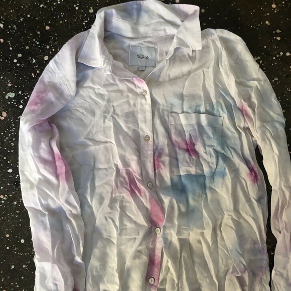 Rails Anna Top Aurora White Tie Dye Long Sleeve S NWOT $148 - Picture 6 of 7